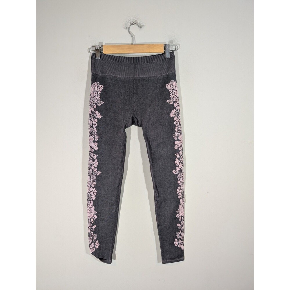 Fabletics Womens‎ Ribbed Floral Seamless Jaqcuard 7/8 Leggings Sz S Gym Running
